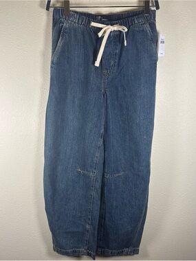 GAP Womens High Rise SuperSoft Pull-On Barrel Jeans SZ Small NEW Elastic Waist